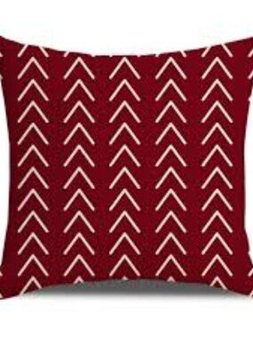 CHEVRONS Pillow Cover Cream and Burgundy Geometric Design 18 x 18 inches